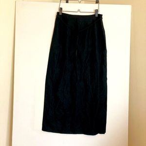 Loft long black linen blend skirt